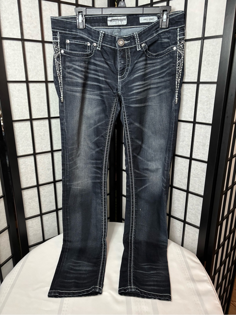 Daytrip Black Wash Skinny Jeans with Contrast Stitching - Size 30
